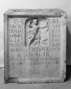 Stone funerary altar for Aelia Procula, c. 140 CE, Rome.