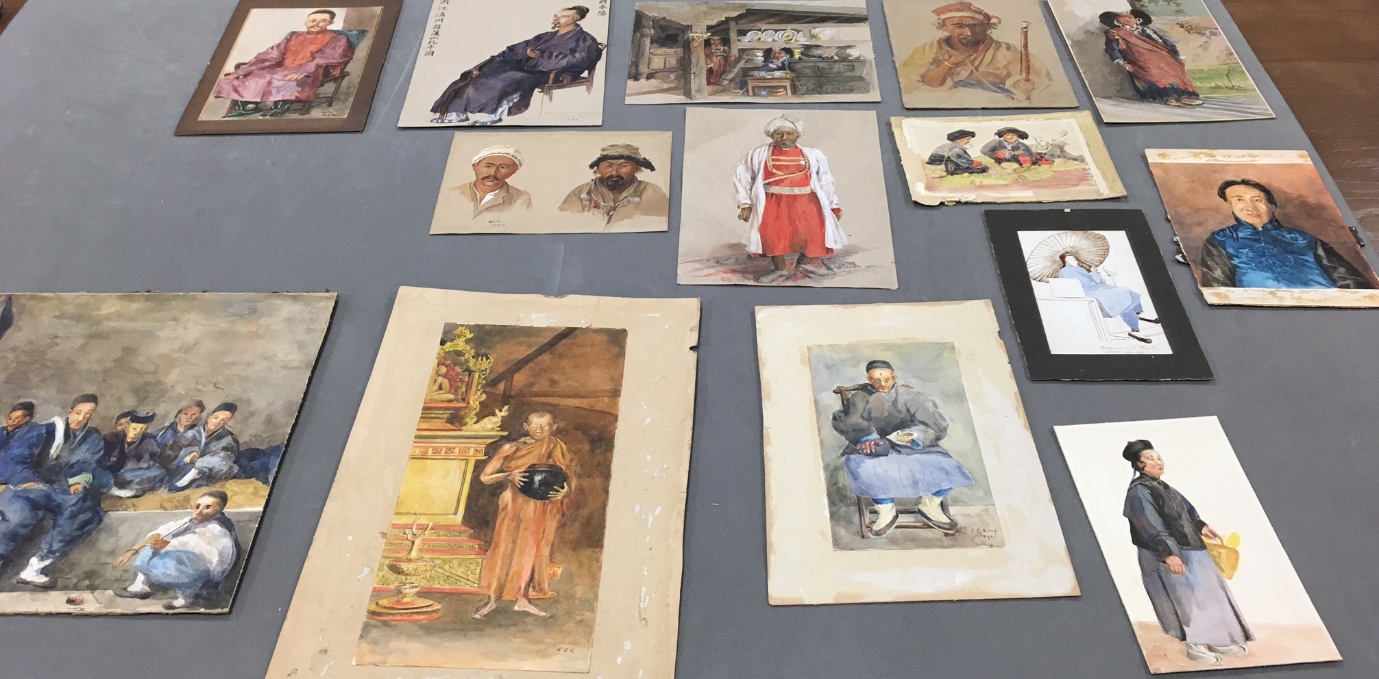 A collection of unframed watercolour sketches of early 20th Century Chinese men and women