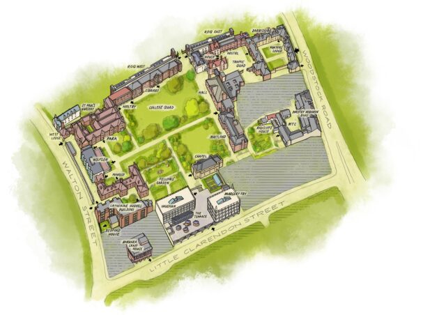 A map of Somerville College