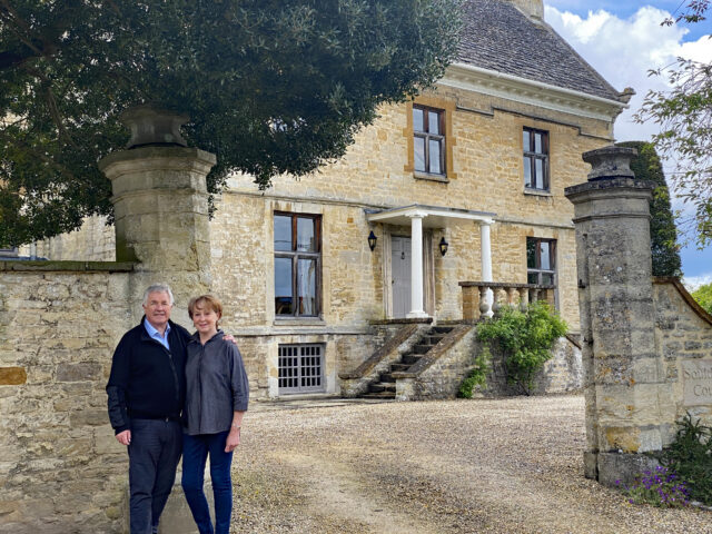 A picture of Karen and Ian Gray outside Souldern Court.