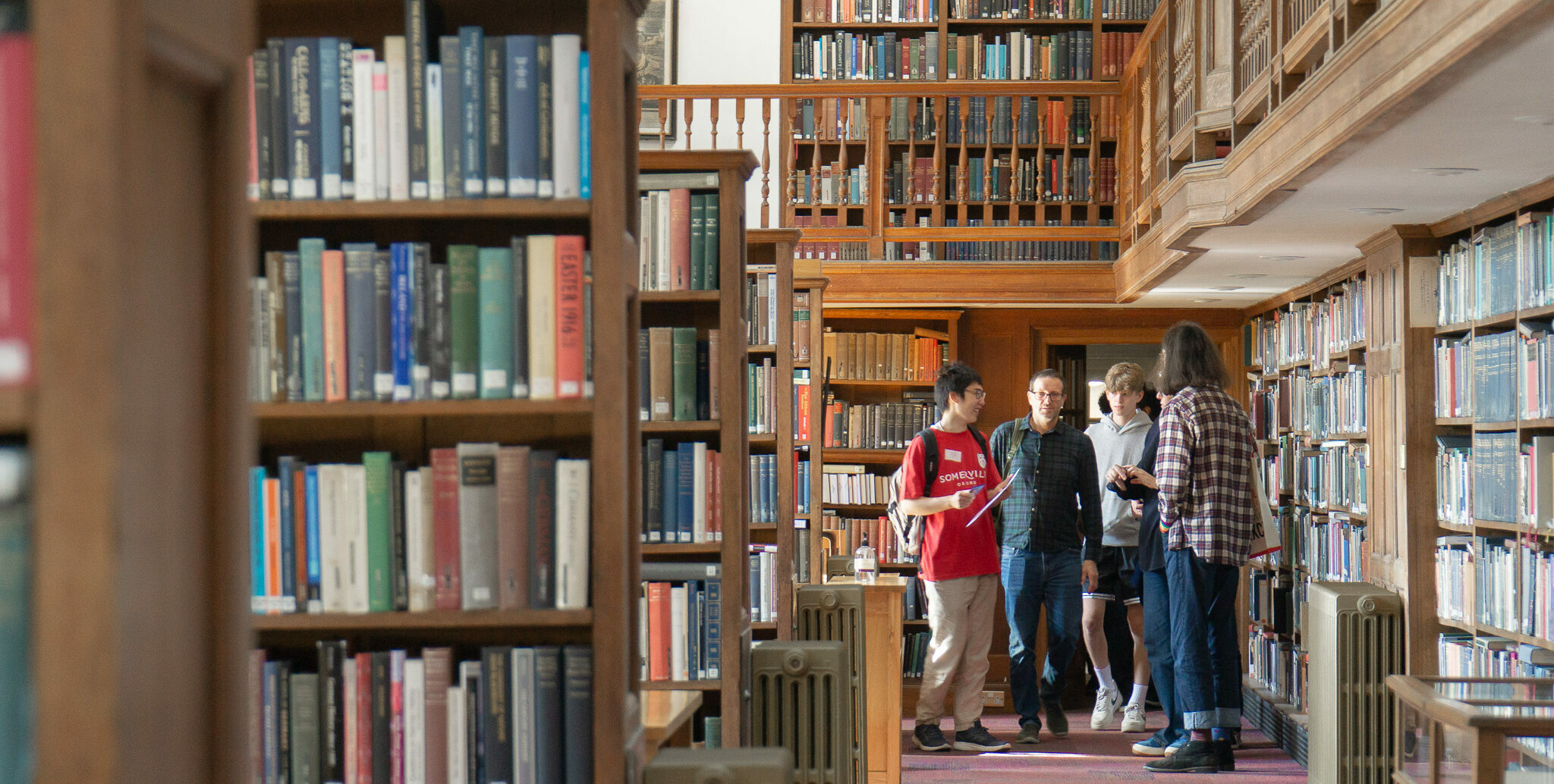 Prospective applicants receive a tour of the library during our 2022 Open Days