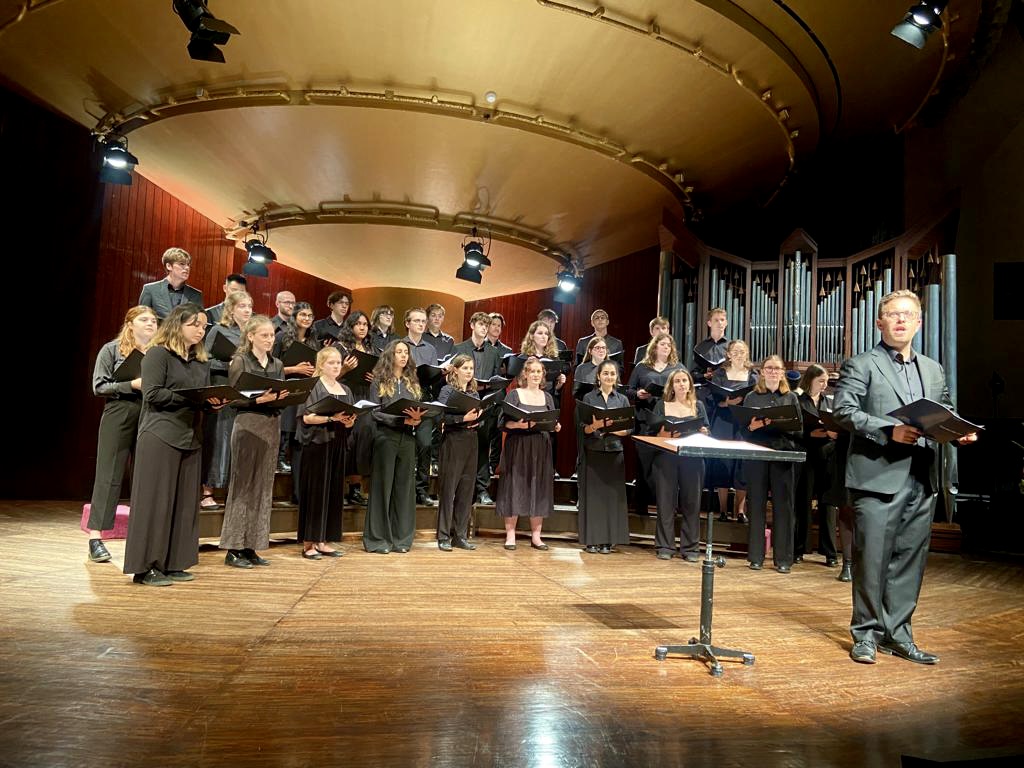 Somerville Choir perform in the Tata Theatre of the National Centre for Performing Arts, Mumbai