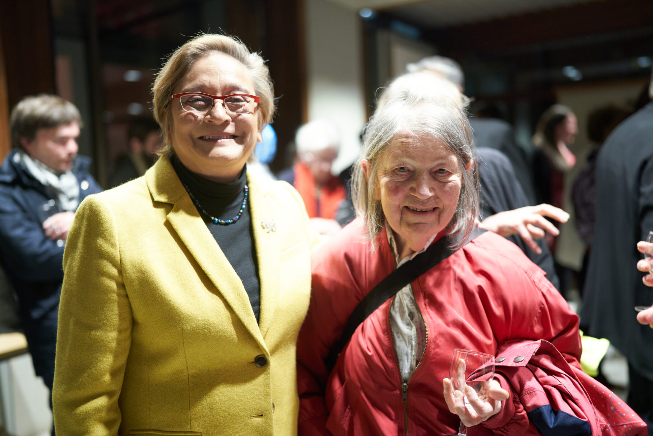 Dorothy Hodgkin's former student and Fellow Emerita Margaret Adams with Neeta Patel CBE Guests at the Dorothy Hodgkin Memorial Lecture 2024