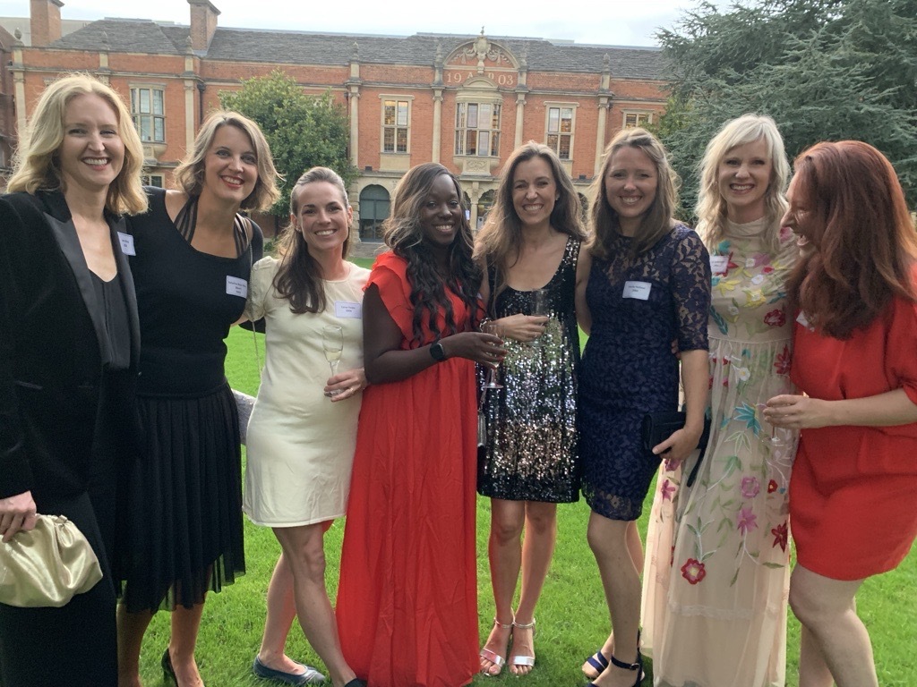 Almost an entire Somerville College Women's Football team, pictured together at this year's 2000-07 Gaudy