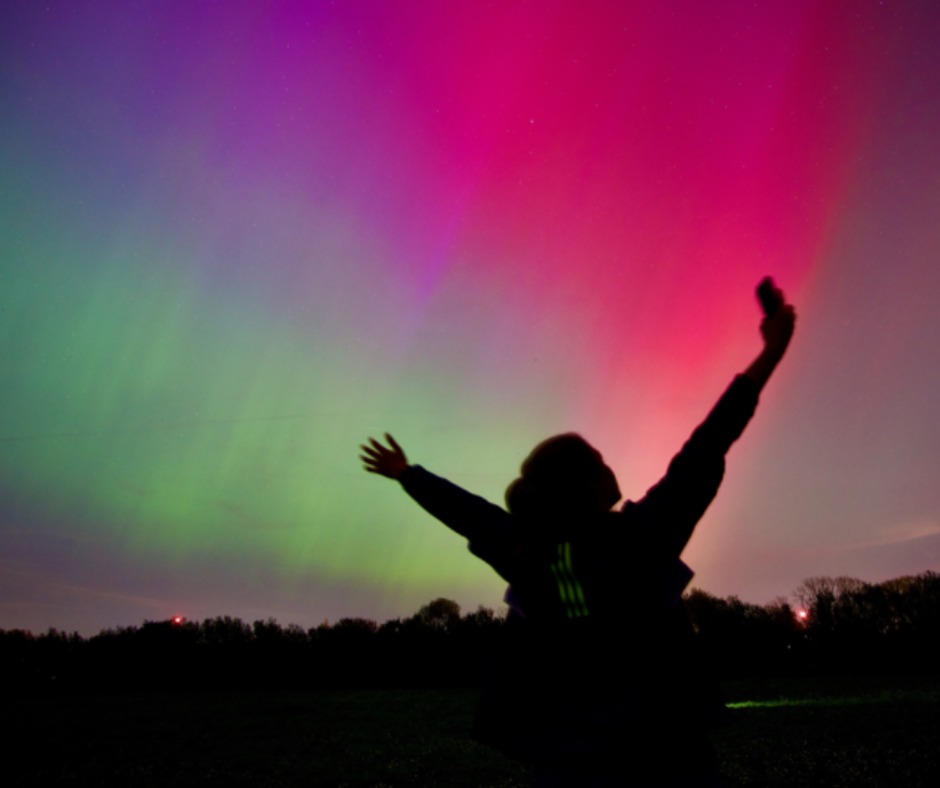 Jess Schiff (2023, DPhil Primary Health Care) won first prize in the University's Sustainability Photographer of the Year competition with her entry 'Northern Lights' taken on Port Meadow
