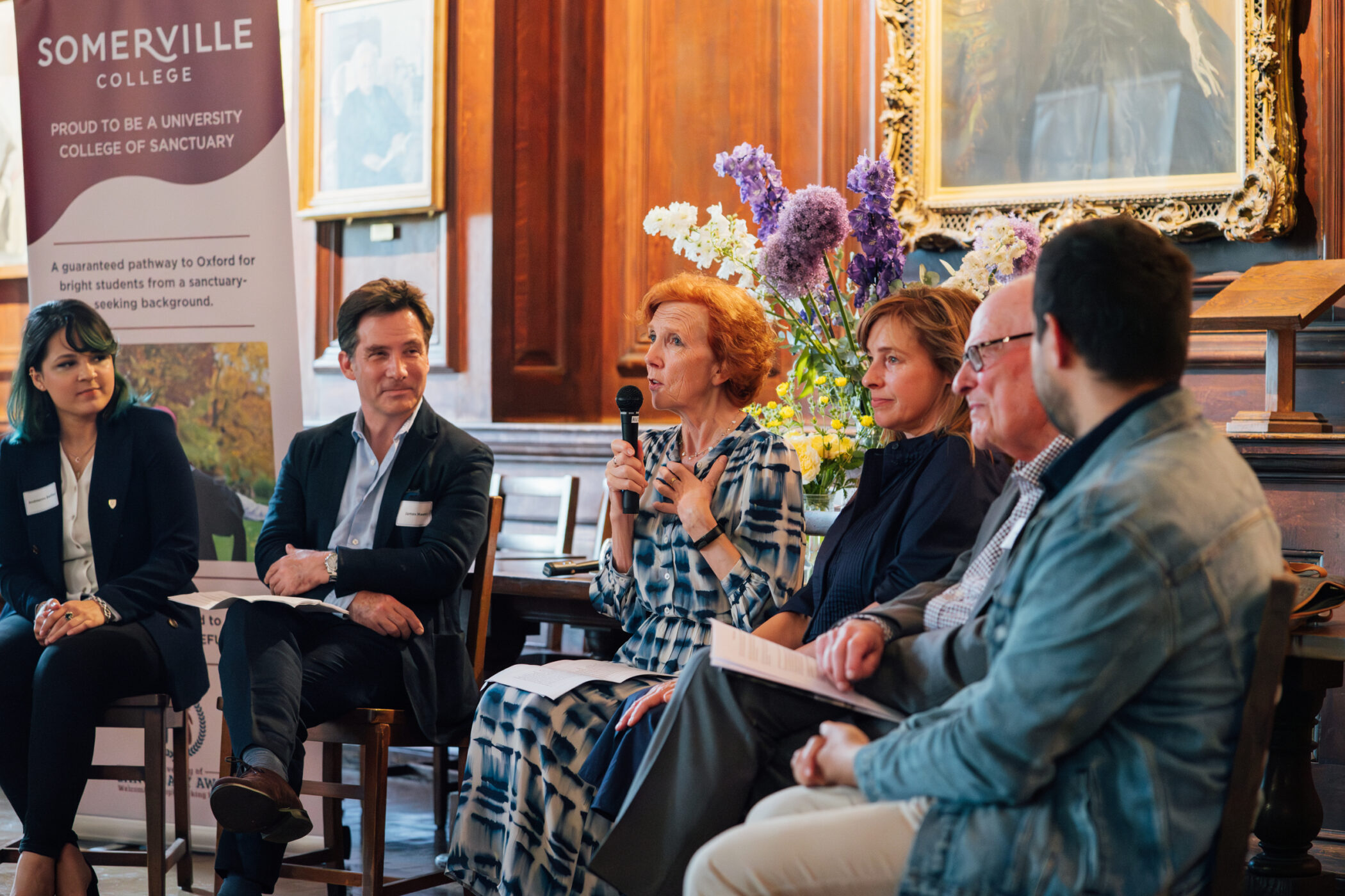 Jan Royall speaking at the One Life screening, alongside One Life director James Hawes, screenwriter Lucinda Coxon and Sanctuary Scholar Andrianna Bashar