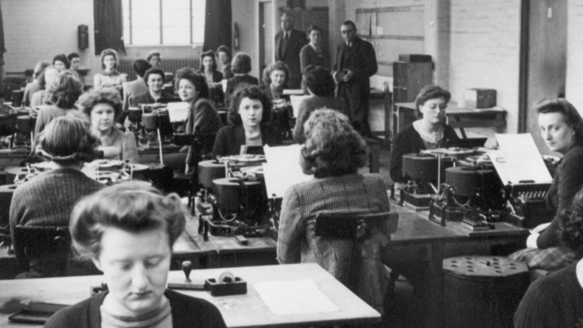 Women working in the cipher room at Bletchley Park during the Second World War (Picture- Director, GCHQ).