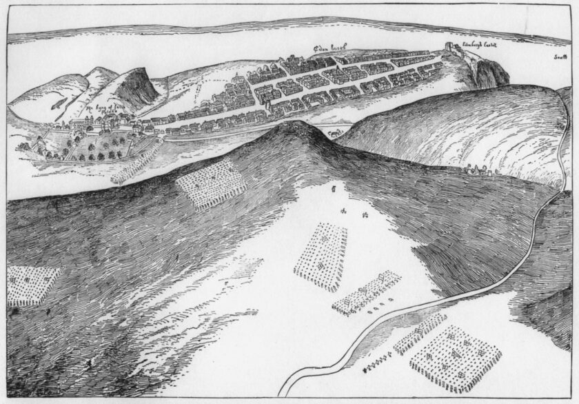 Facsimile of the Hertford sketch of 1544, scanned from a 19thC book. (public domain, via Wikimedia Commons)