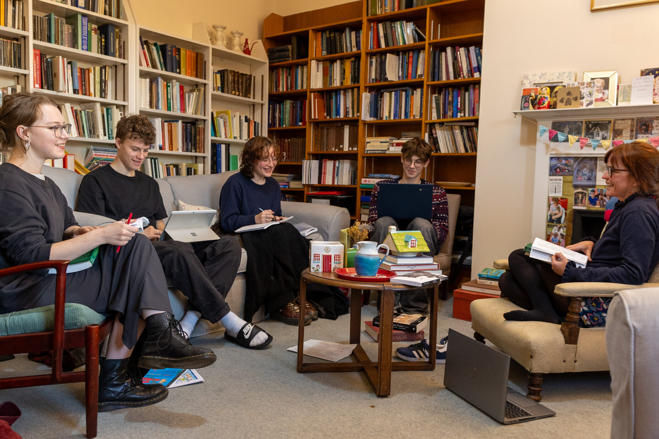 Annie teaching 'Beowulf' to a class of first-year English students