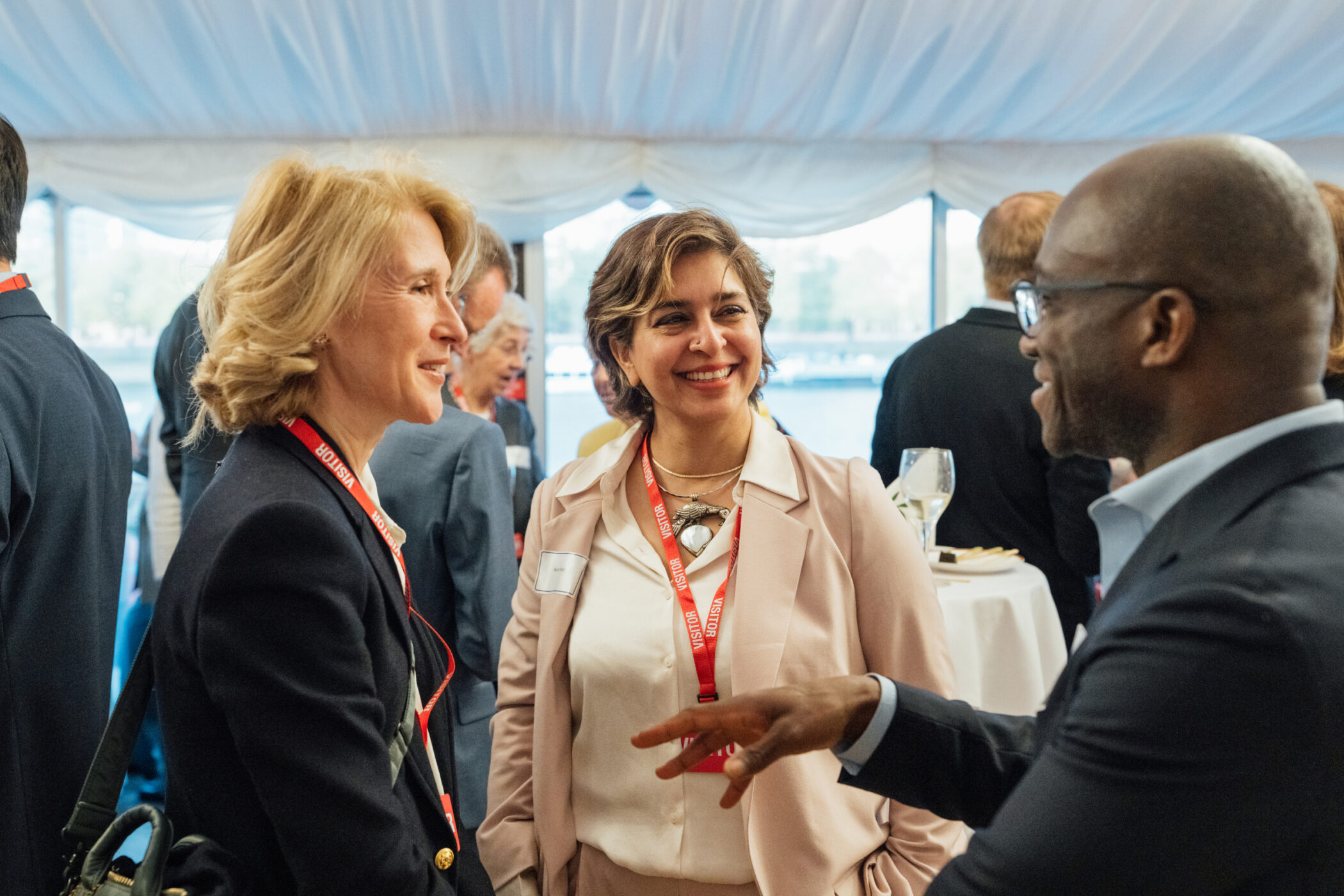Ayla Busch, Somerville Development Board Co-Chair, with Nisa Khan and Sam Gyimah