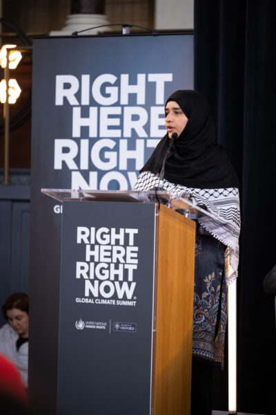 Tabina delivering her speech