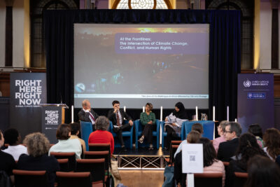 Panellists Andrew Gilmour, Michael Phoenix, Dr. Shruthi Nath, and Tabina Manzoor