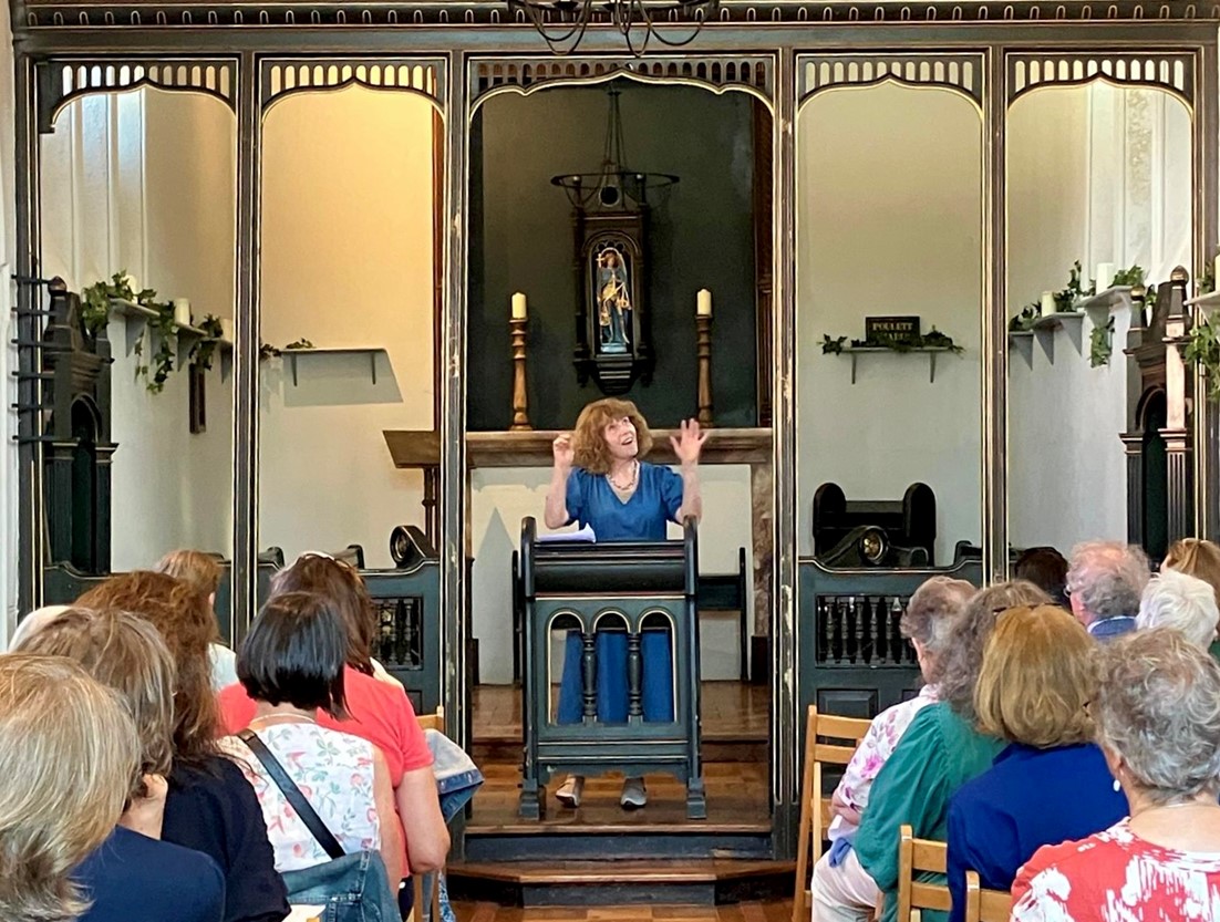 Professor Fiona Stafford delights alumni and friends at Peek Chapel in Lyme Regis in June 2025