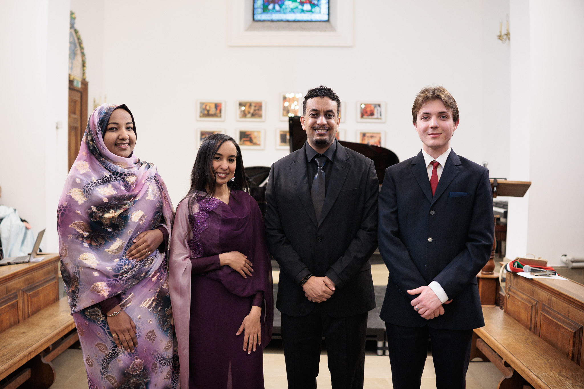 Sanctuary Scholars Hadeel Abdelseid, Zainab Mohamed, Senay Gebremichael Mengistu, and Nikita Vorobiov