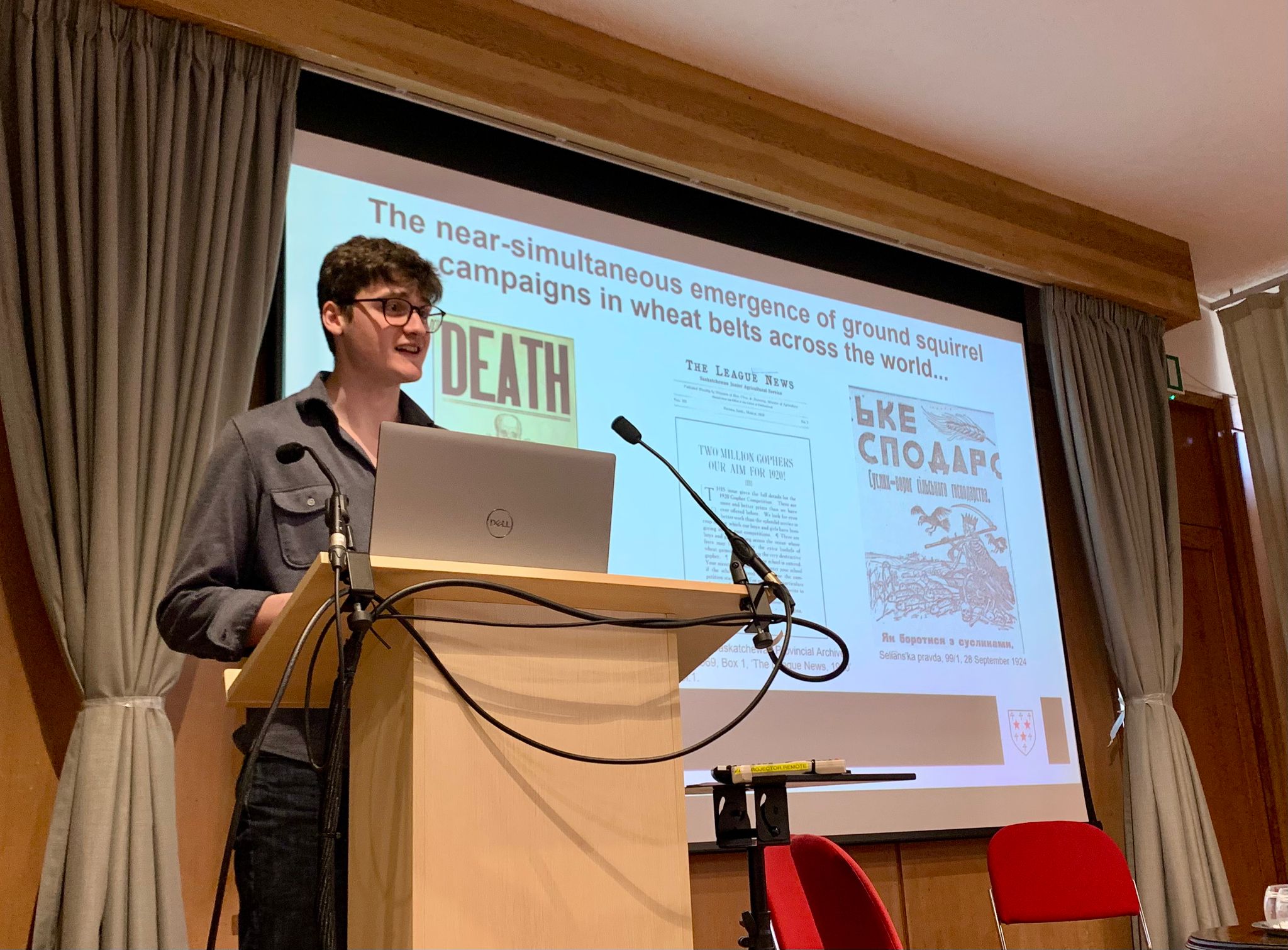 Undergraduate Harry Stewart-Dilley (2023, History) presents 'The Great Squirrel Massacre(s):  Children, Pest Control and the Making of Civic Subjects [in California, Saskatchewan and Soviet Ukraine,] c.1916-1960'