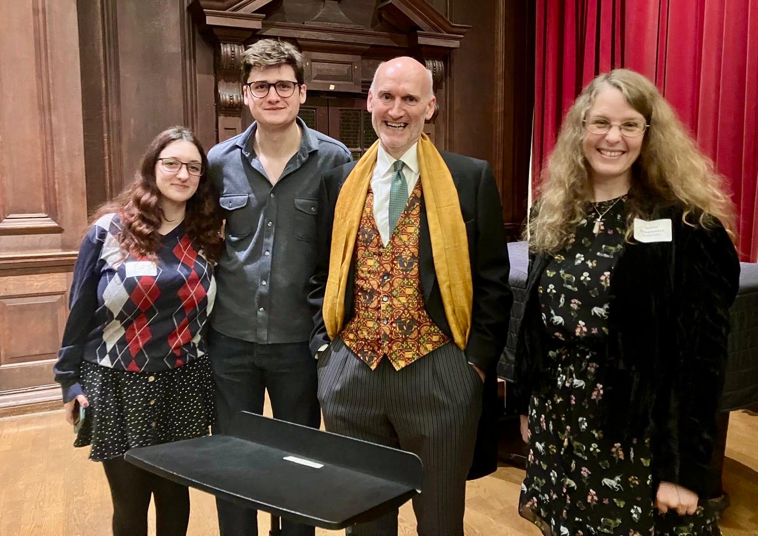 Students Lucy Pollock and Harry Stewart-Dilley with Natalia Nowakowska and Benjamin Thompson