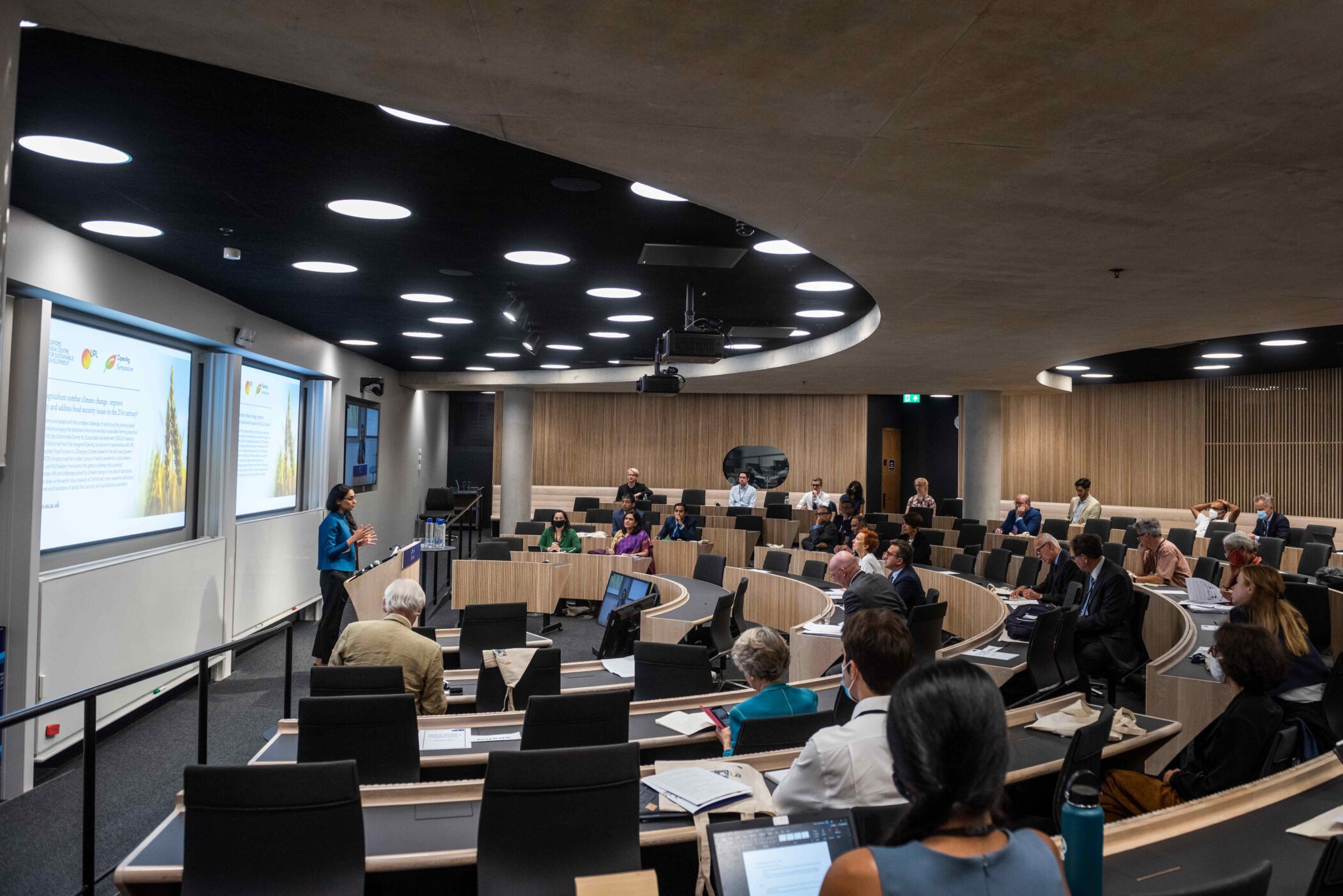 Professor Radhika Khosla, Research Director of the OICSD, addresses the OpenAg Symposium 2024: Food Futures in a Changing Climate