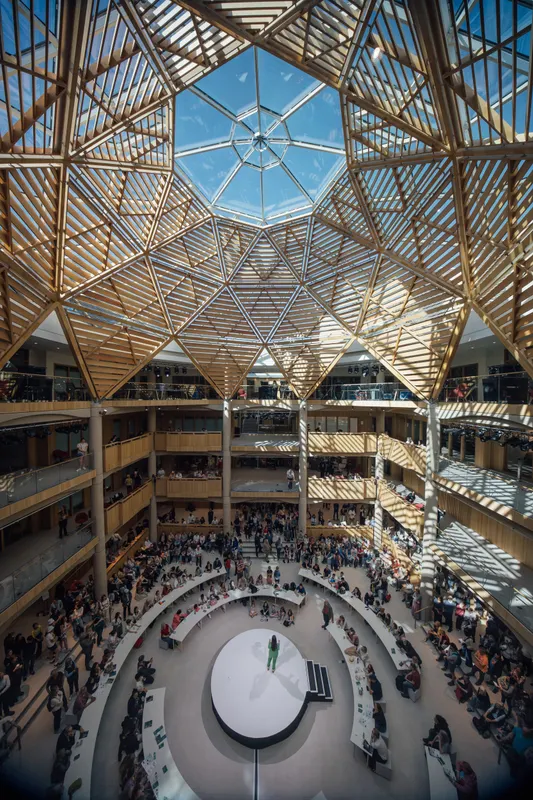 The interior of the Schwarzman Centre for the Humanities during the inaugural 'Open House'. Credit: University of Oxford/Oxford Atelier