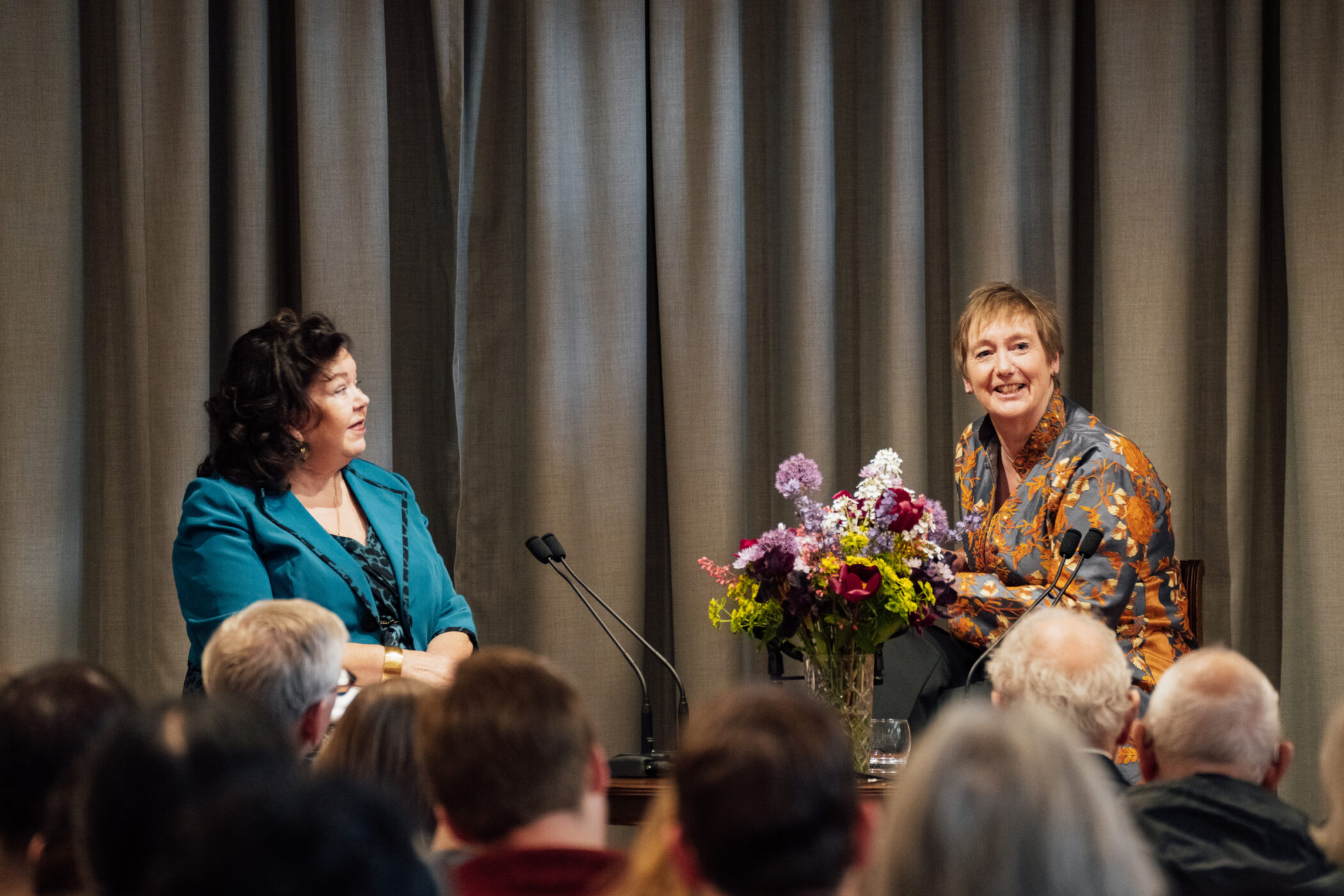 Principal Catherine Royle and Dame Karen Pierce reconnect during the fireside chat