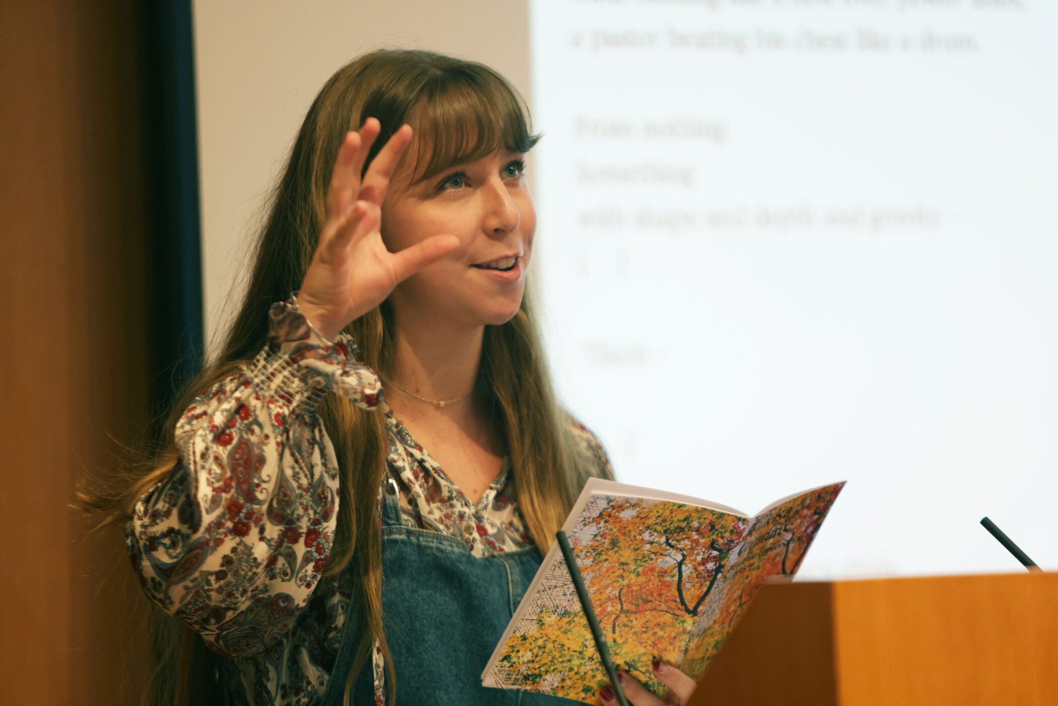 Grace Copeland speaking at the Communicating Care event
