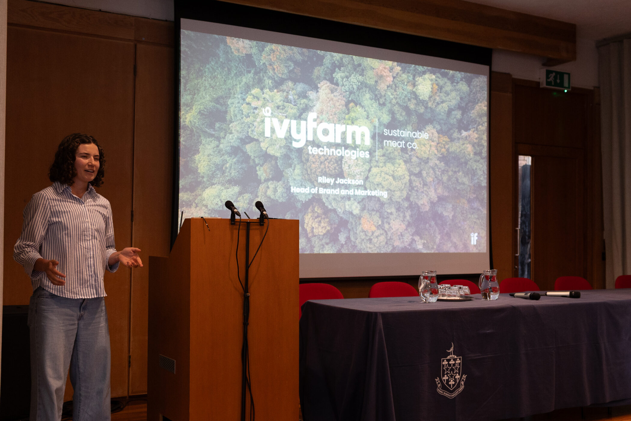 Tarka Abraham (2021, Biochemistry) presents at the “Future of Food” event