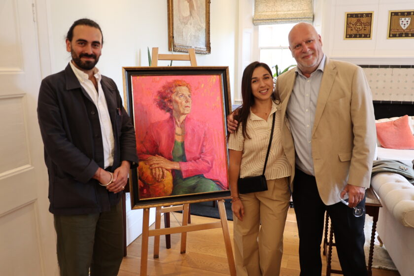 Picture perfect - Somerville Associate Dr James Kirkpatrick with portait artist Tania Rivilis and Andrew, June 2025