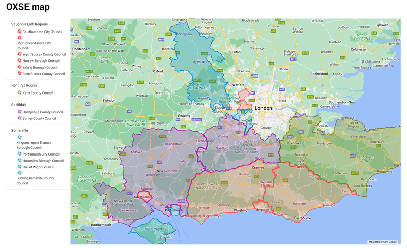 Map of OXSE link regions